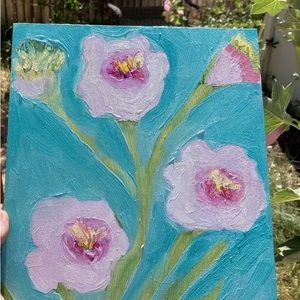 Spring Flowers ” Original  Oil  Painting Abstract  Style 10” x12”onWood Panel
